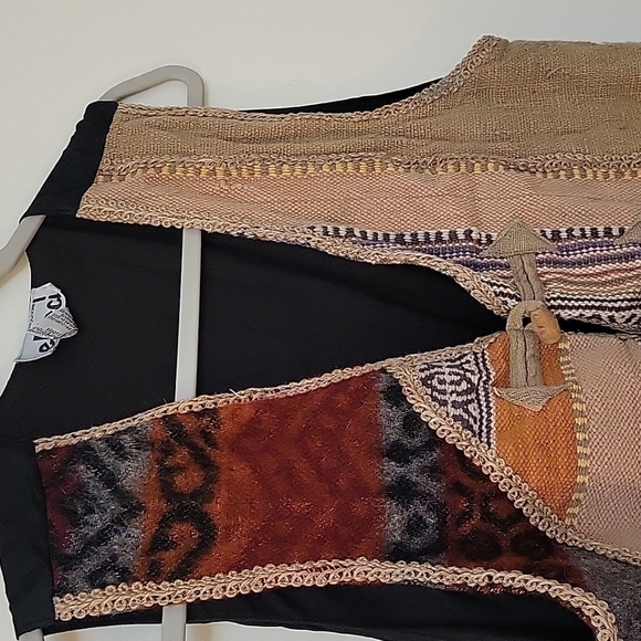 VTG CREAZIONI EFFECI Rustic Patchwork Burlap Unisex Grunge Hippie Vest - Picture 5 of 9